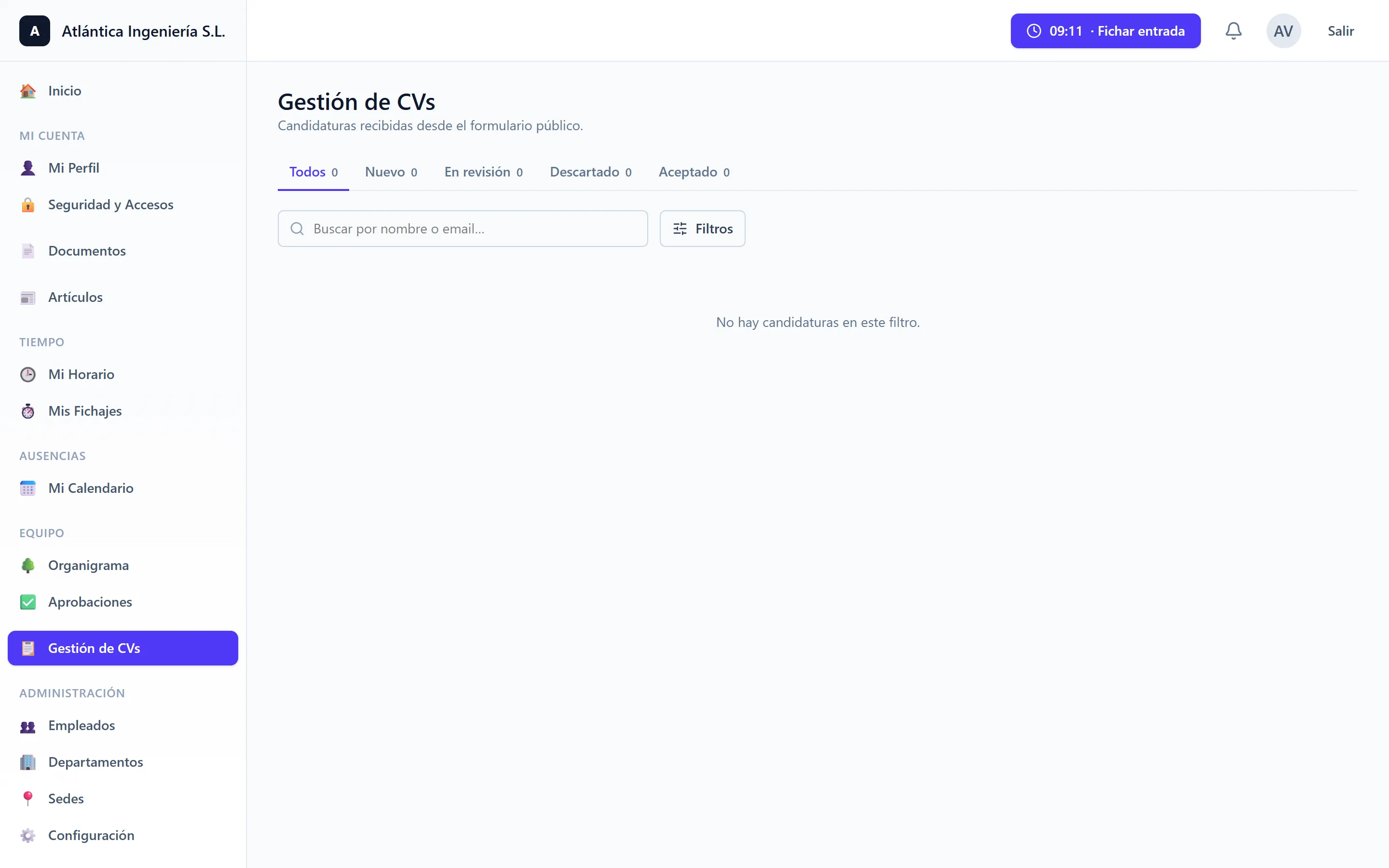 Panel de Gestión de CVs